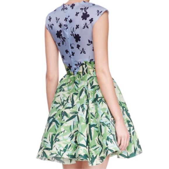 Elle Sasson Holly Colorblock Botanical Floral Silk Cap-Sleeve Dress Size Size 4 - Picture 2 of 16